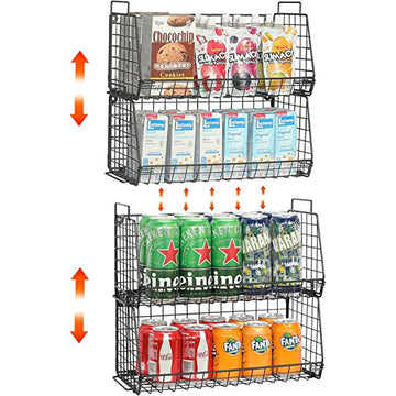 X-cosrack Stackable Pantry Baskets Household Food Storage Organizer with Handles 3 Pack, Foldable Snack Rack Stand with Open Front Stacking Farmhouse Bins for Countertop Cabinets Kitchen